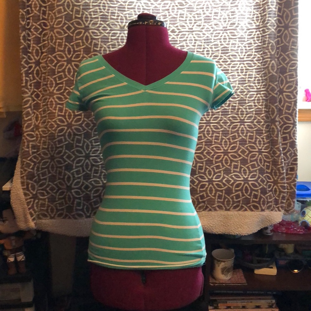 Turquoise striped shirt